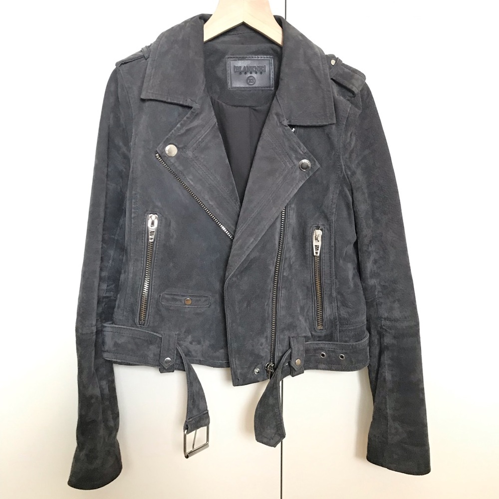 BlankNYC Suede Moto Jacket in Grey